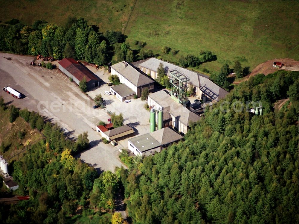 Lennestadt from above - Site and tailings area of the gravel mining in Lennestadt in the state North Rhine-Westphalia