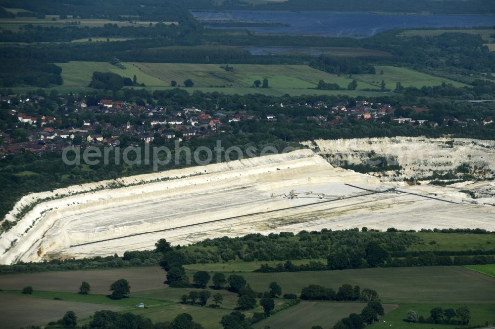 Lägerdorf from above - Site and tailings area of the gravel mining in Laegerdorf in the state Schleswig-Holstein