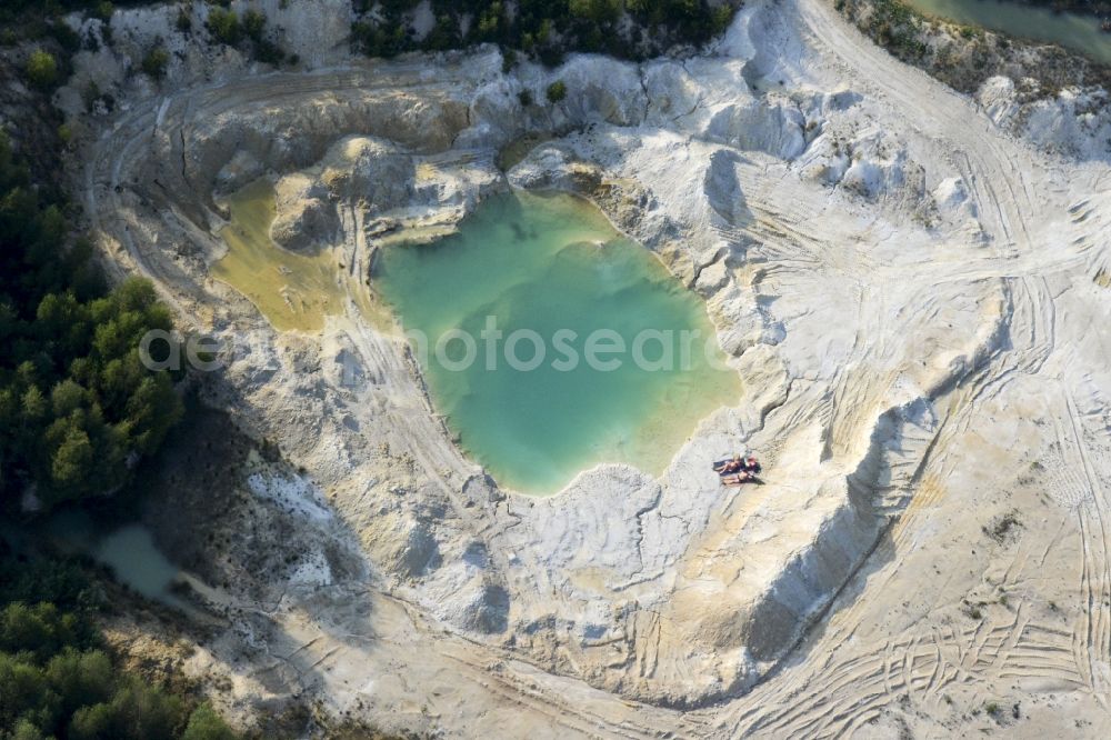 Tirschenreuth from above - Site and tailings area of the gravel mining in the district Gebhardtshoehe in Tirschenreuth in the state Bavaria, Germany