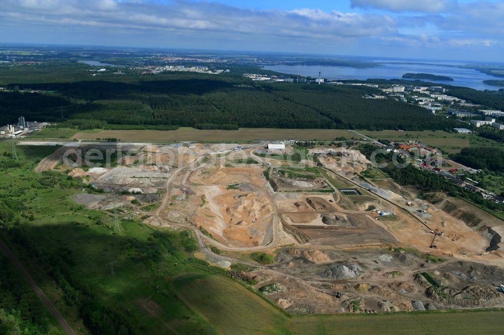 Aerial photograph Plate - Site and tailings area of the gravel mining of OTTO DOeRNER GmbH & Co. KG in the district Consrade in Plate in the state Mecklenburg - Western Pomerania, Germany