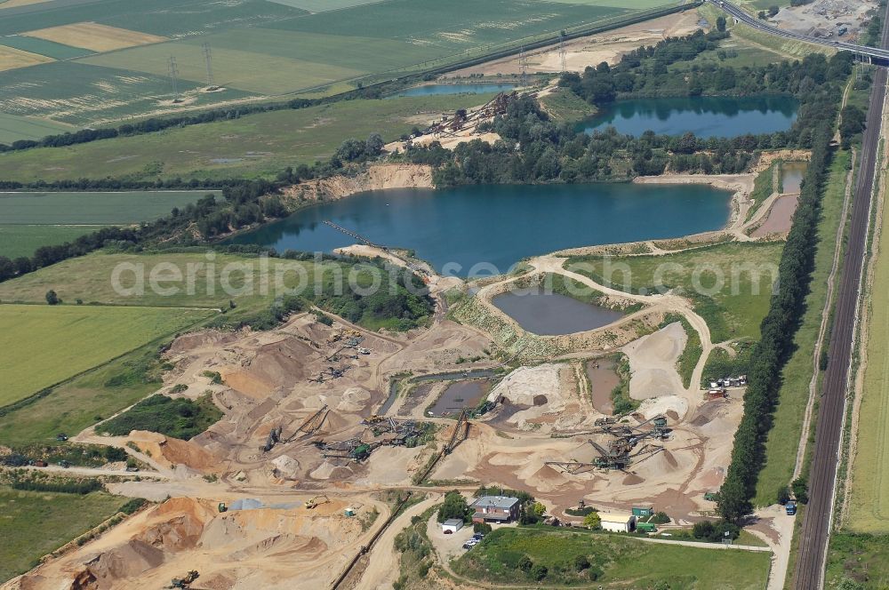 Aerial image Pulheim - Site and tailings area of the gravel mining Pulheimer See in Pulheim in the state North Rhine-Westphalia, Germany