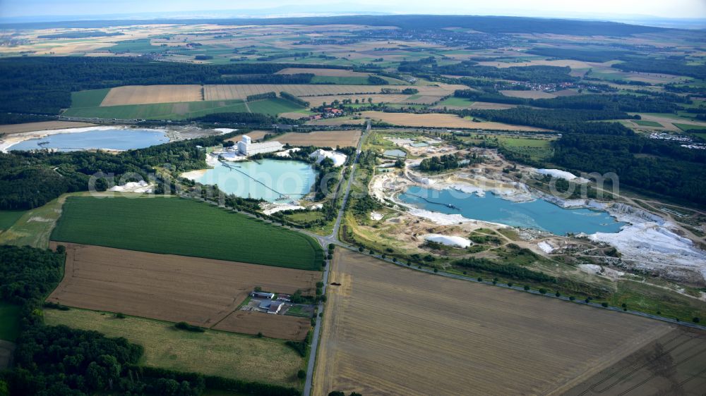 Aerial photograph Uhry - Site and tailings area of the gravel mining Schlingmeier Quarzsand - factory in Uhry in the state Lower Saxony, Germany