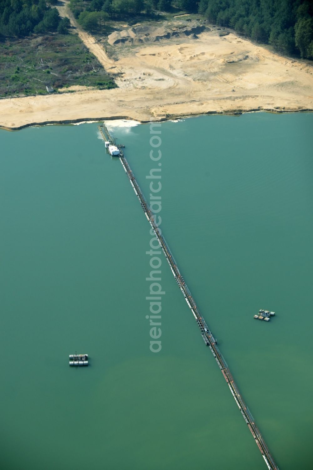 Aerial image Spreenhagen - Site and tailings area of the gravel mining lake in Spreenhagen in the state Brandenburg