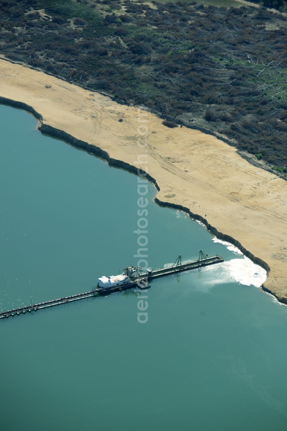 Aerial photograph Spreenhagen - Site and tailings area of the gravel mining lake in Spreenhagen in the state Brandenburg