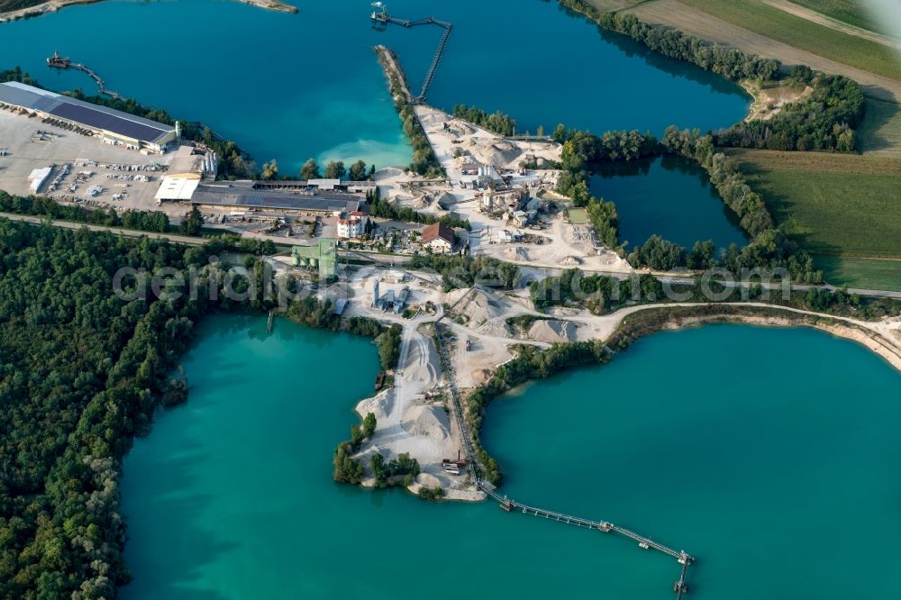 Aerial image Kenzingen - Site and tailings area of the gravel mining in Kenzingen in the state Baden-Wuerttemberg, Germany