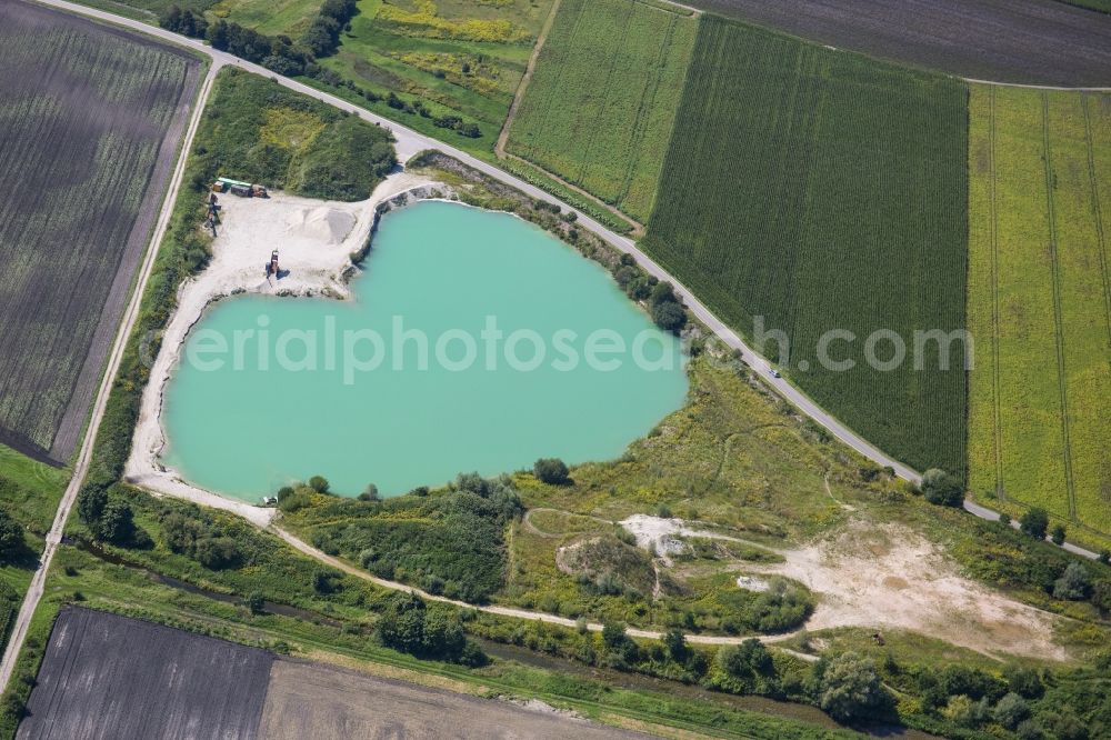 Eitting from above - Site and tailings area of the gravel mining Kieswerk in Eitting in the state Bavaria, Germany