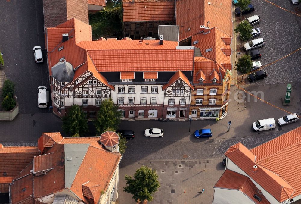 Mühlhausen from the bird's eye view: Kilianistrasse with medical supply store EW Goethe in Muehlhausen in Thuringia