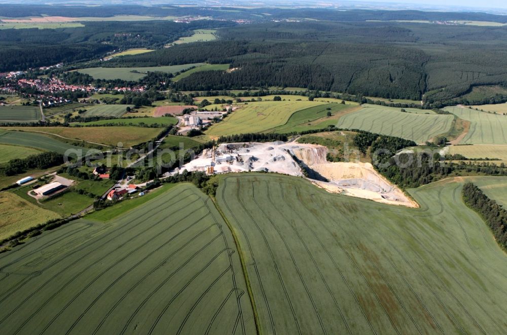 Thangelstedt from the bird's eye view: A building material factory owned by the KRIMM group at Thangelstedt in Thuringia