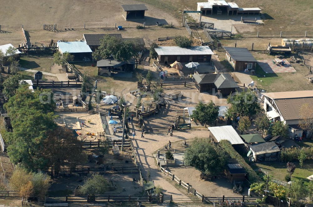 Ribbeck from the bird's eye view: Blick auf den Kinderbauernhof Marienhof an der Marienhofstraße in Ribbeck