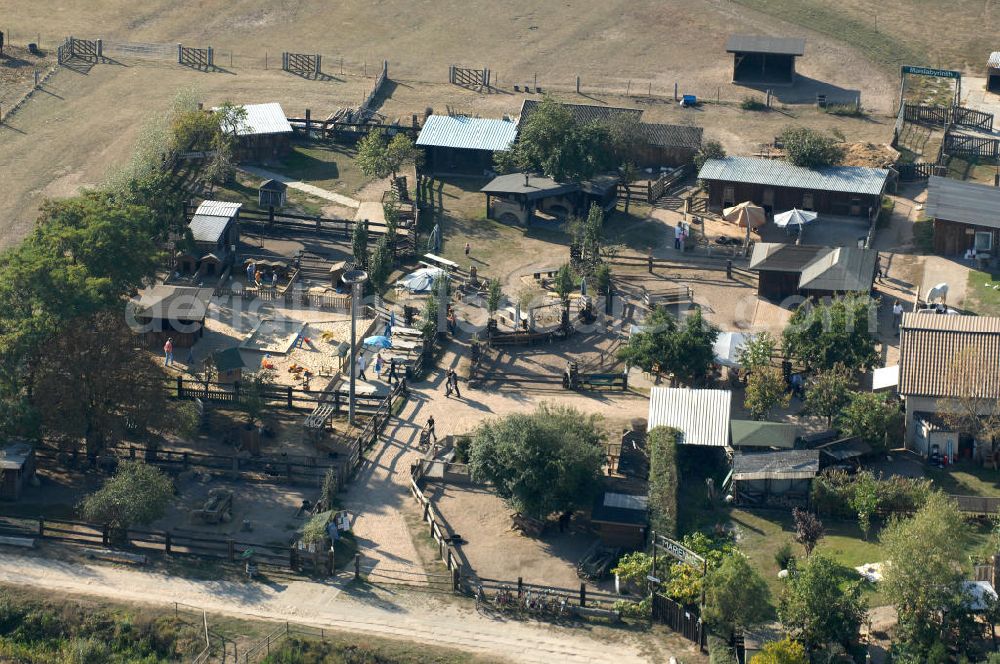 Aerial photograph Ribbeck - Blick auf den Kinderbauernhof Marienhof an der Marienhofstraße in Ribbeck