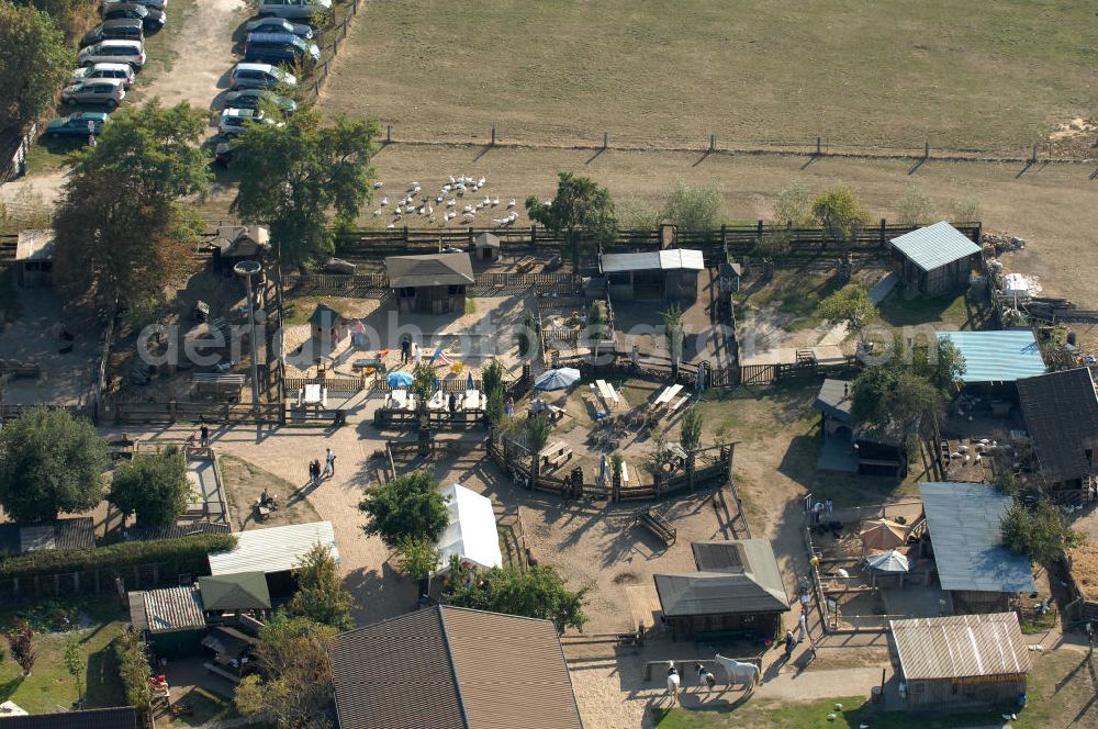 Ribbeck from the bird's eye view: Blick auf den Kinderbauernhof Marienhof an der Marienhofstraße in Ribbeck