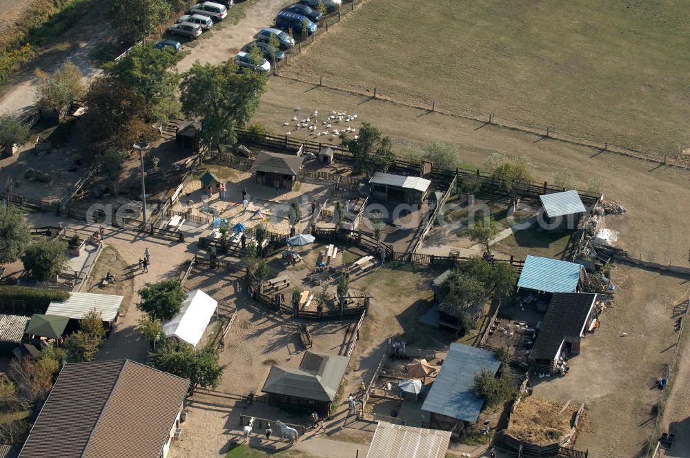 Aerial photograph Ribbeck - Blick auf den Kinderbauernhof Marienhof an der Marienhofstraße in Ribbeck