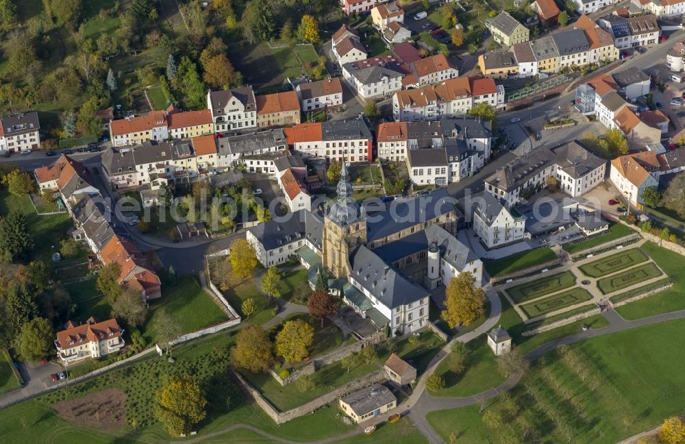 Tholey from the bird's eye view: Church and Benedictine Tholey in Saarland