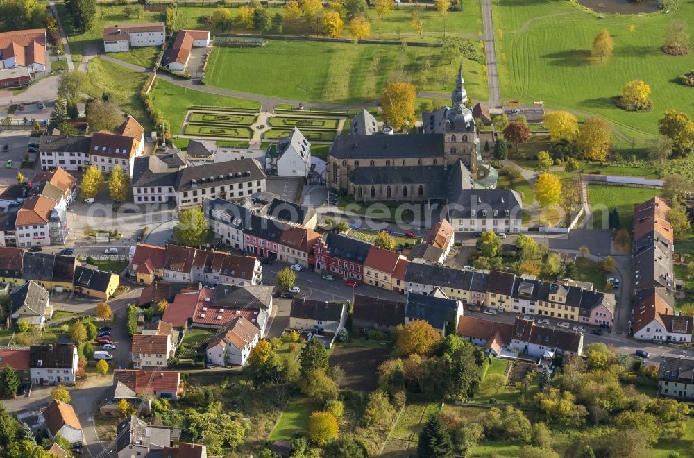 Tholey from above - Church and Benedictine Tholey in Saarland