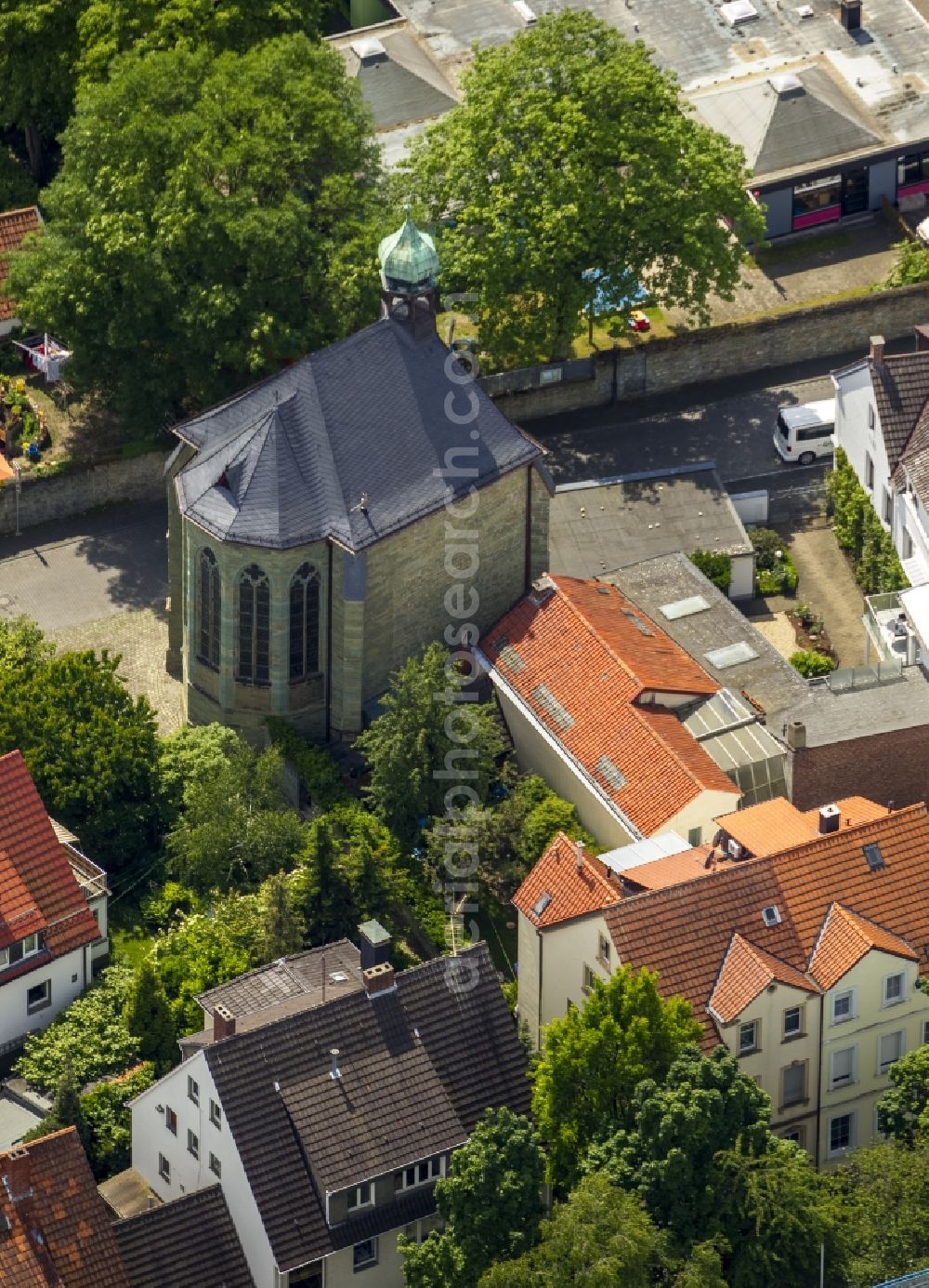 Aerial image Soest - Brunsteinkapelle church in Soest in North Rhine-Westphalia