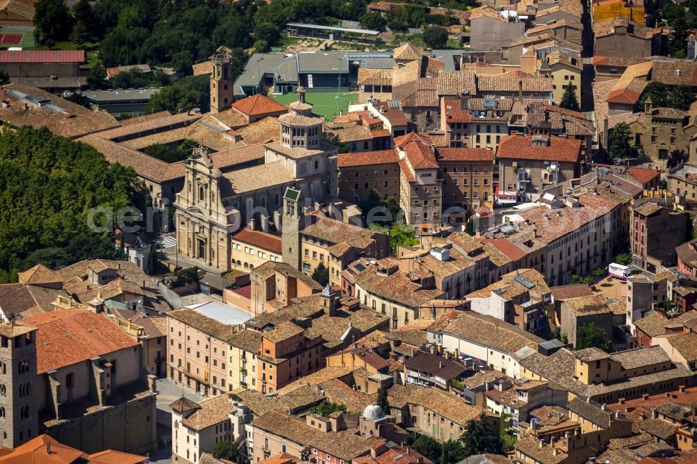 Aerial photograph Vic - Church on Carrer de Sant Sadurni in the city center of downtown Vic in Spain
