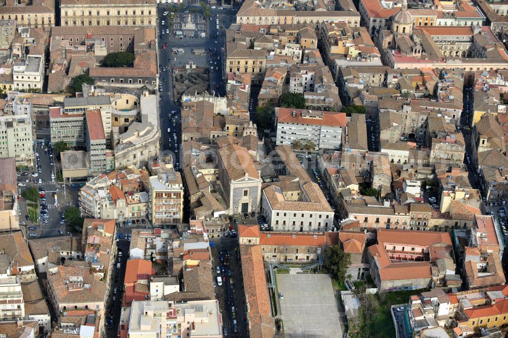 Aerial image Catania Sizilien - The church Chiesa di Sant Agata la Vetere was the first cathedral of Catania on Sicily in Italy