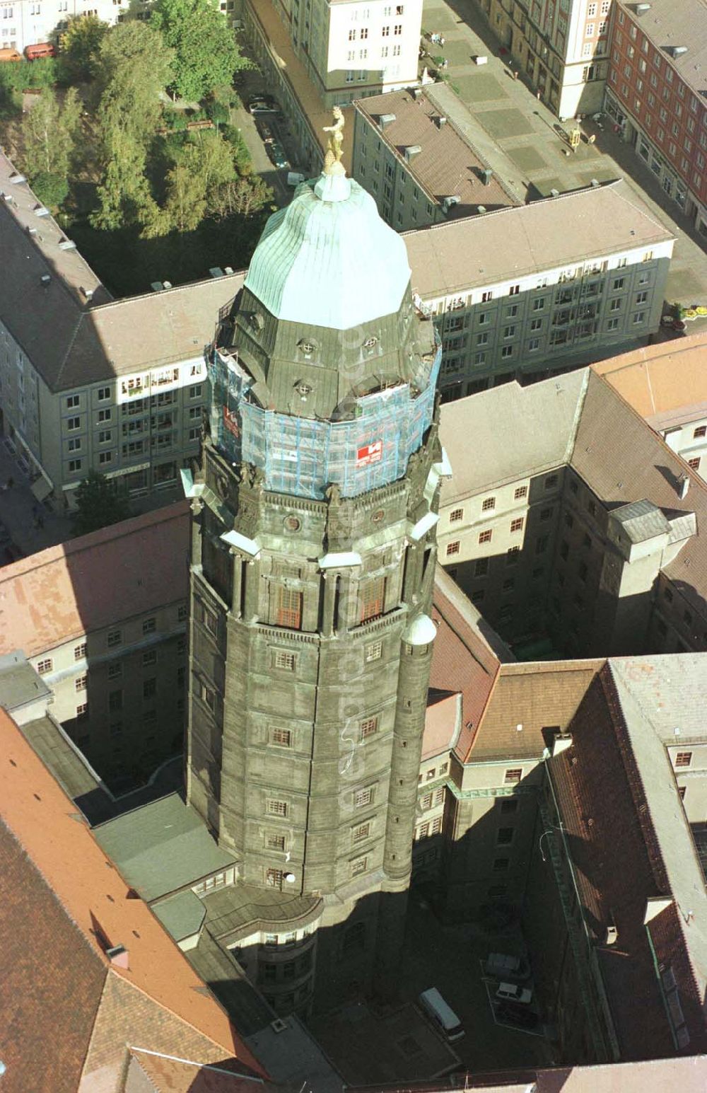 Aerial photograph Dresden - Kirche in der Dresdner Altstadt