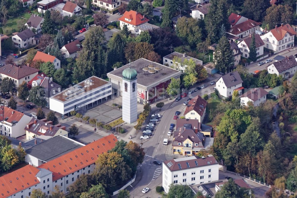 Planegg from the bird's eye view: Church building in Planegg in the state Bavaria