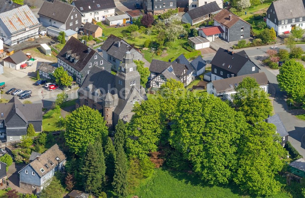 Erndtebrück from above - View of the church Erndtebrueck in the state of North Rhine-Westphalia