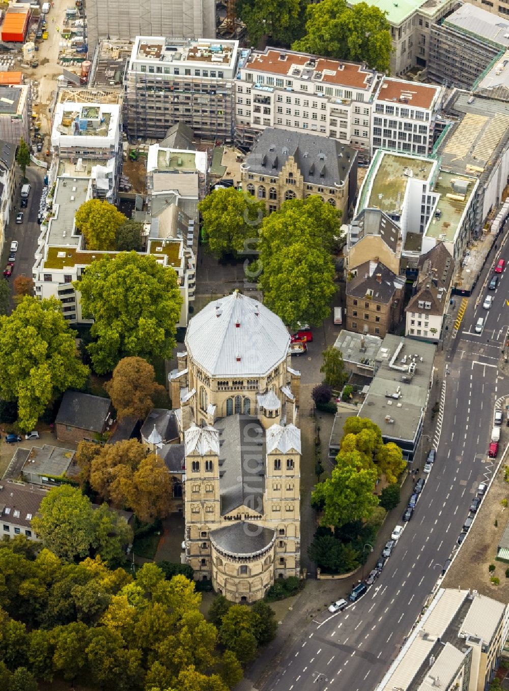 Aerial image Köln - View of the church St. Gereon in Cologne in the state North Rhine-Westphalia