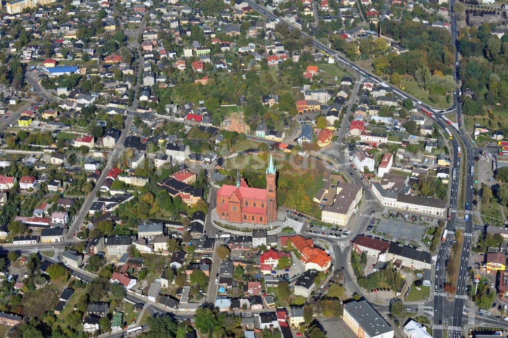 Aerial image Zgierz ( Görnau ) - Zgierz 18/10/2011 View of the church of Saint Catherine of Alexandria in Zgierz (Görnau) in Poland