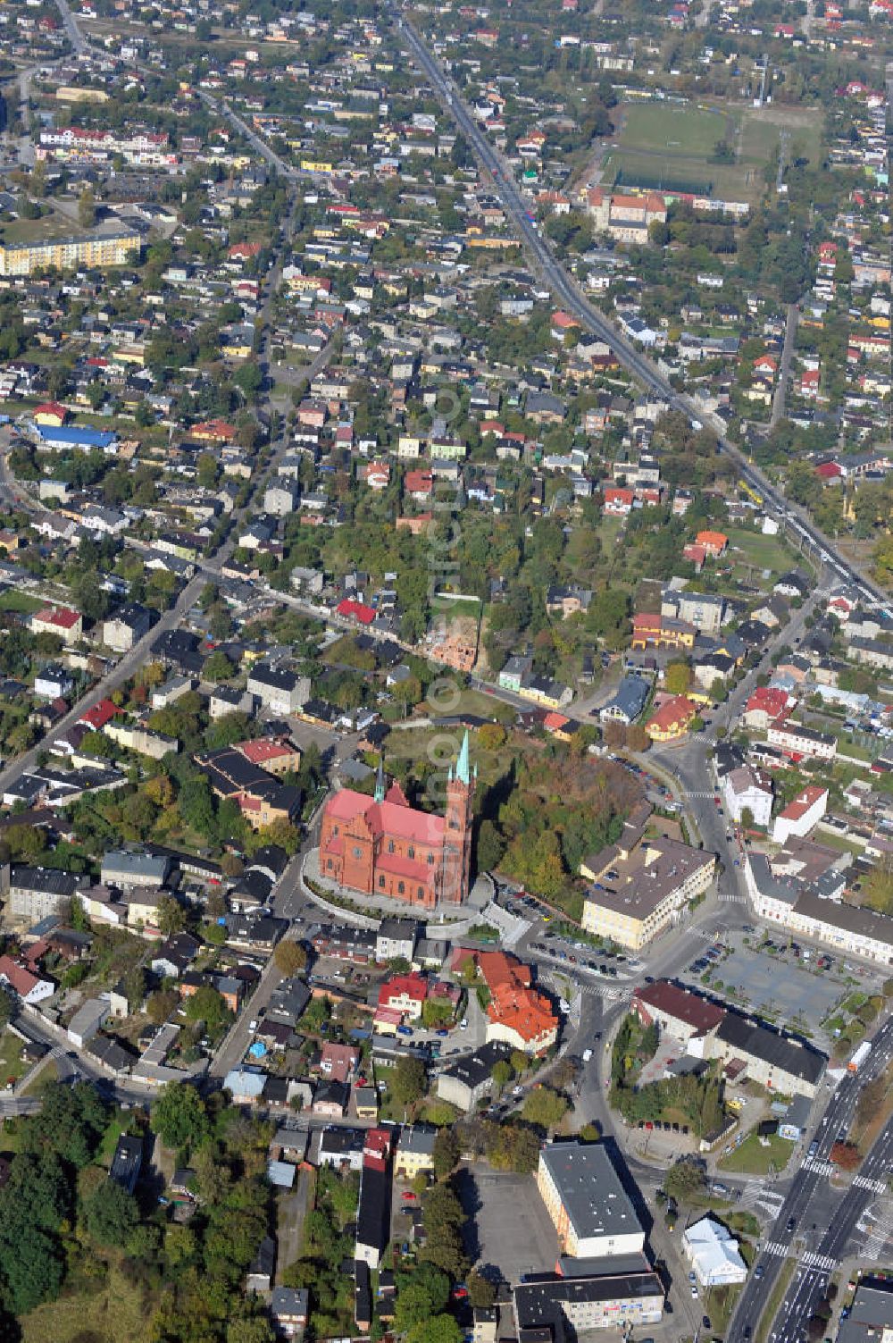 Aerial photograph Zgierz ( Görnau ) - Zgierz 18/10/2011 View of the church of Saint Catherine of Alexandria in Zgierz (Görnau) in Poland