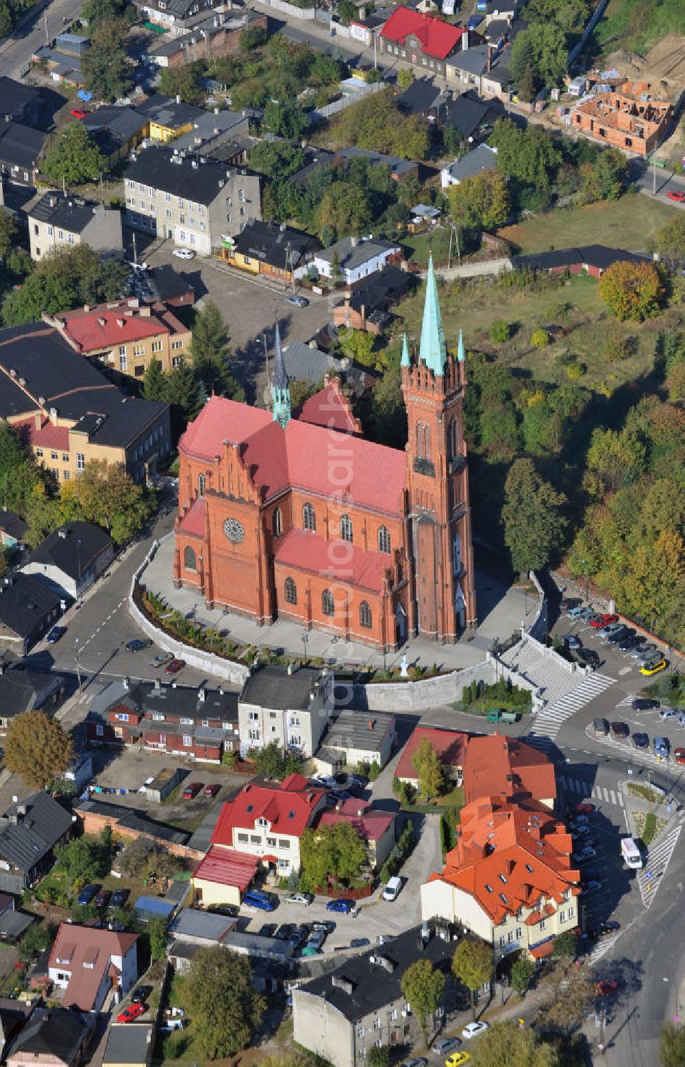 Zgierz ( Görnau ) from the bird's eye view: Zgierz 18/10/2011 View of the church of Saint Catherine of Alexandria in Zgierz (Görnau) in Poland