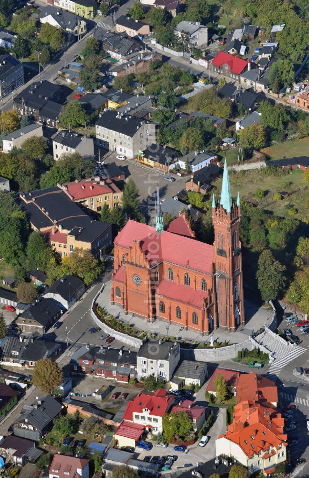 Aerial image Zgierz ( Görnau ) - Zgierz 18/10/2011 View of the church of Saint Catherine of Alexandria in Zgierz (Görnau) in Poland