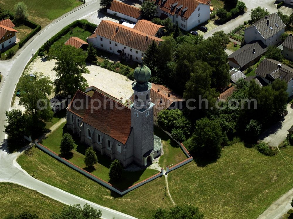 Aerial image Heiligenstatt - The pilgrimage church of innocent children in Heiligenstatt in the state of Bavaria