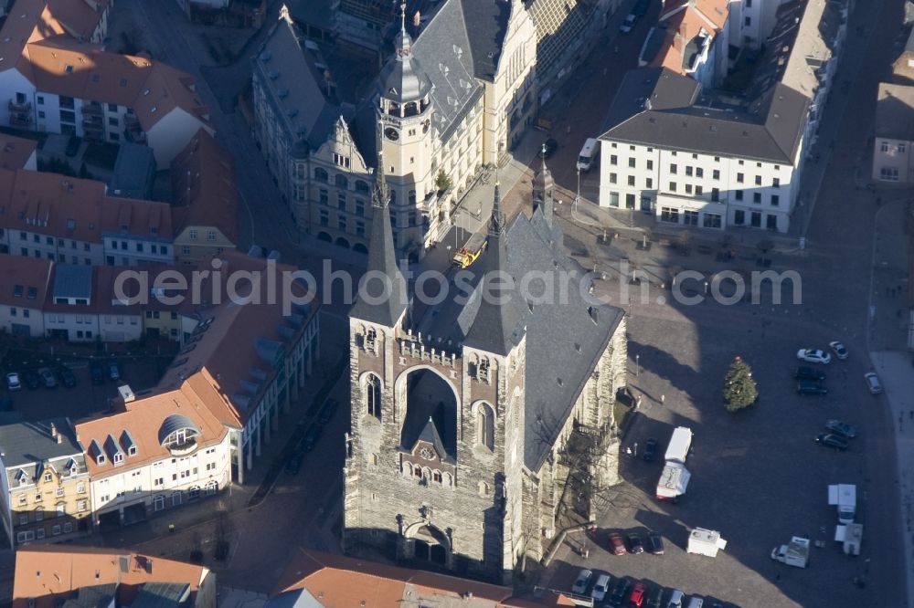 Köthen from above - Church of St. Jakob in Köthen in Saxony-Anhalt