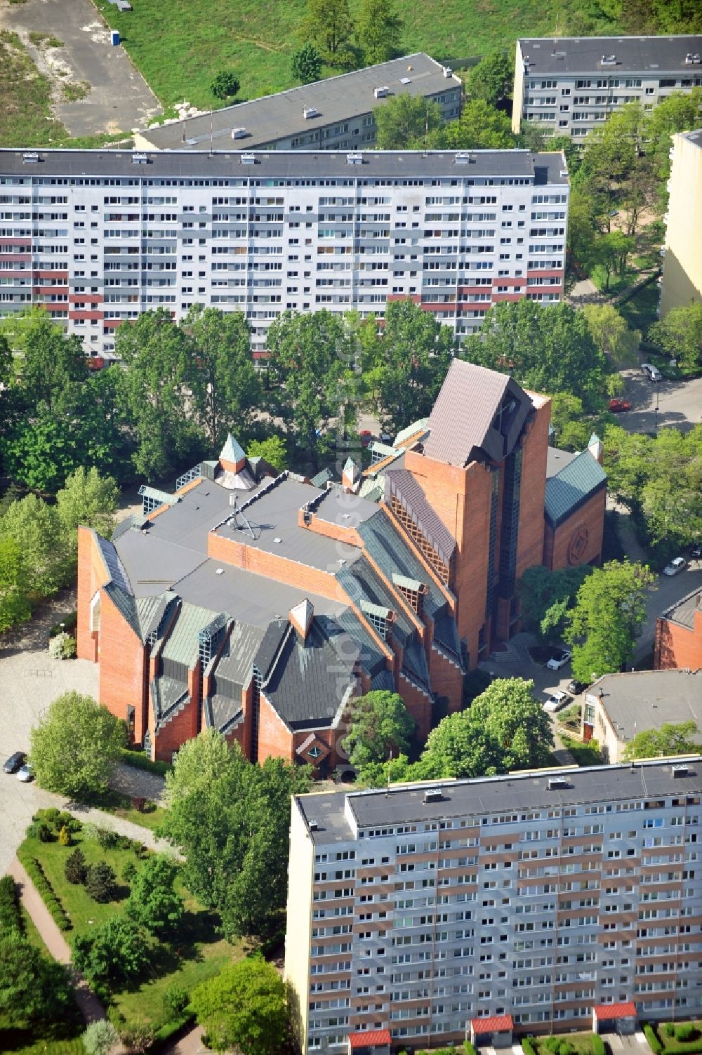 WROCLAW - BRESLAU from above - Church Our Lady Queen of Peace in Popowice, in Wroclaw in the Voivodship Lower Silesia in Poland