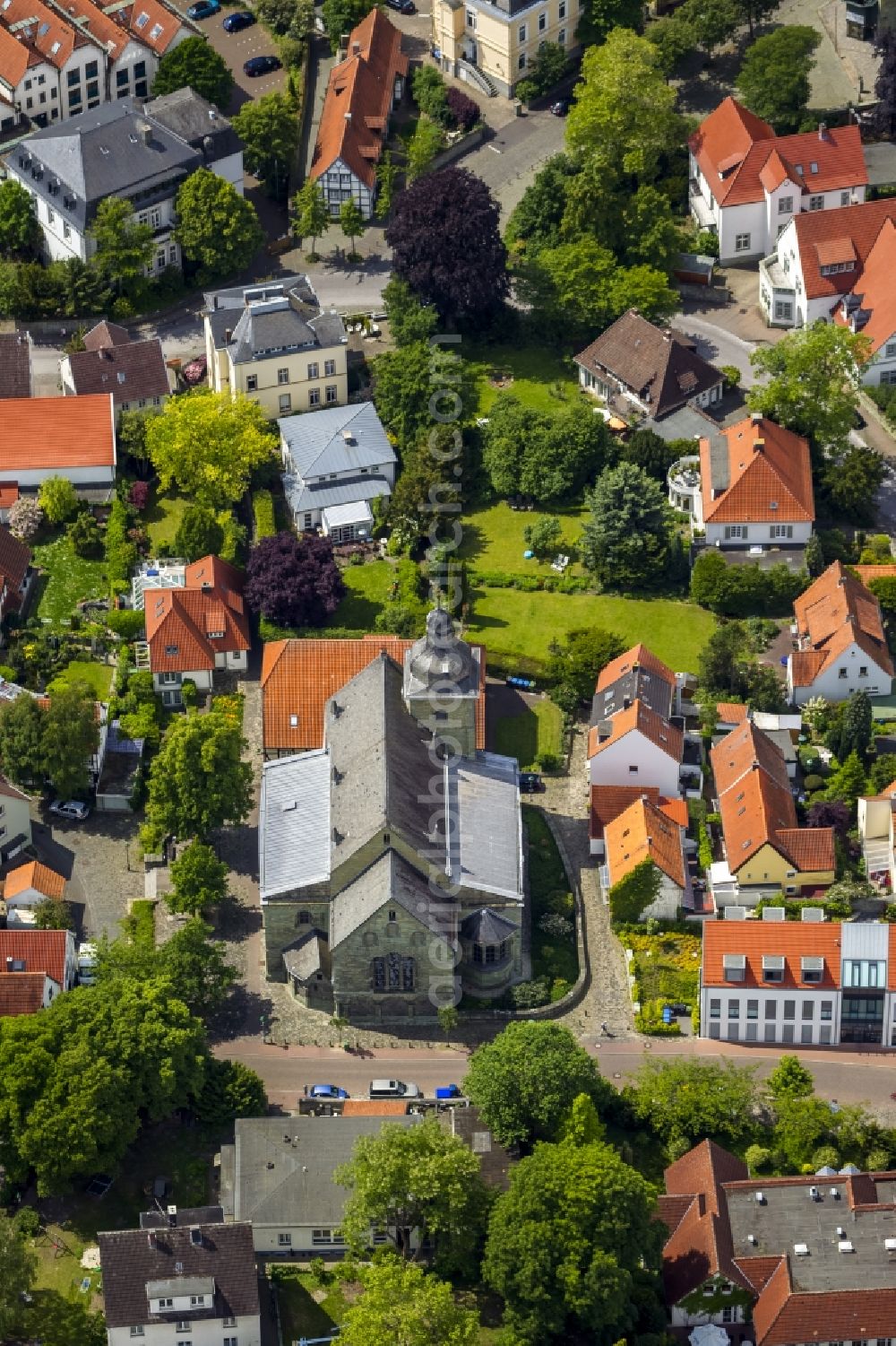 Soest from above - Church of Our Lady to the height in the center of the old town in Soest in North Rhine-Westphalia