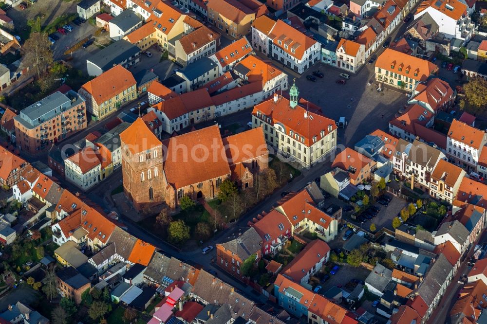 Aerial photograph Teterow - View of the curch Sankt Peter and Paul in Teterow in the state Mecklenburg-West Pomerania