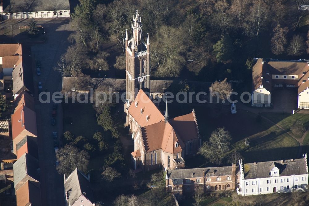 Aerial image Wörlitz - St. Peter's Church in Wörlitz in Saxony-Anhalt