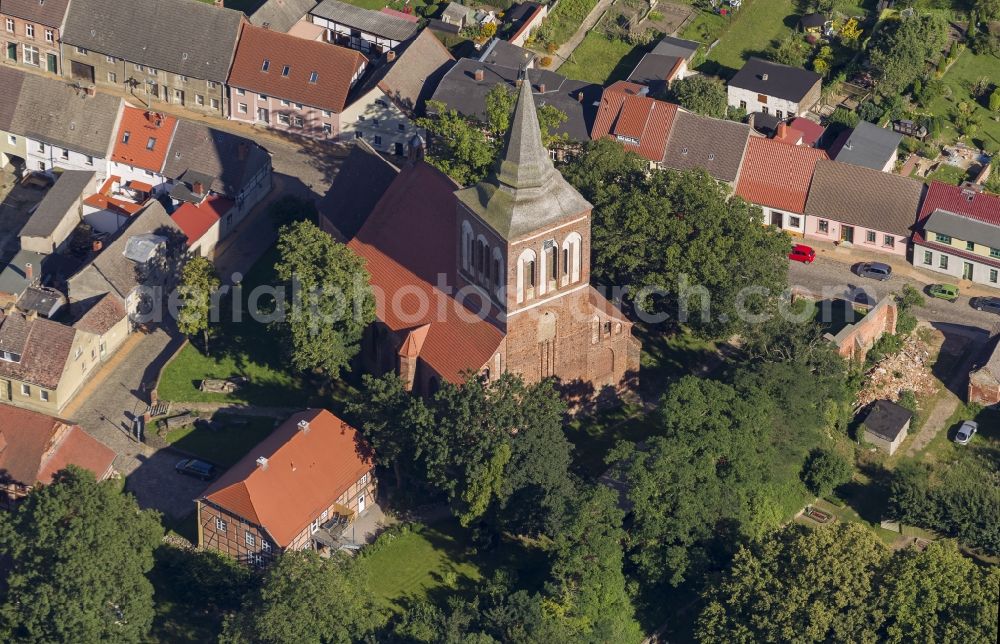 Lassan from above - Church and St. John's Parish Hall II in the village street village Lassan in Mecklenburg-Western Pomerania