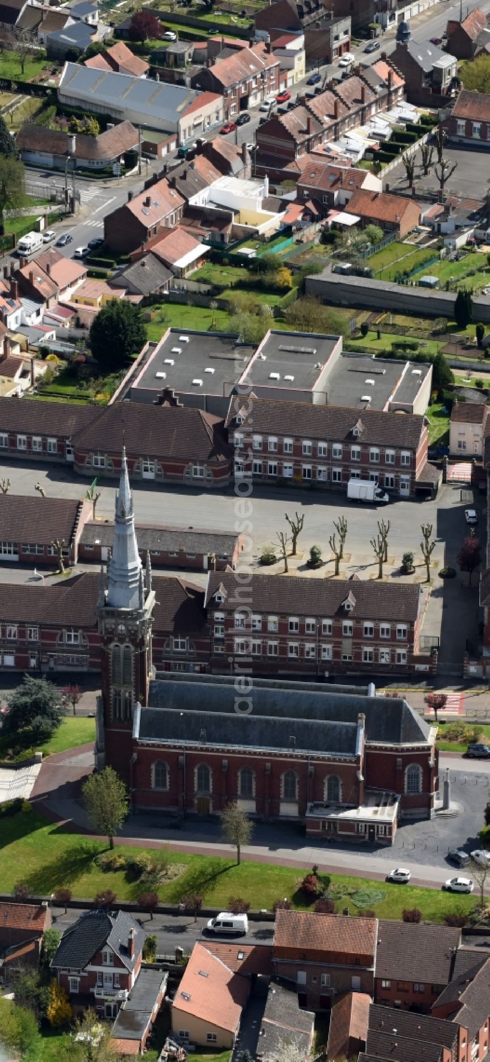 Aerial photograph Lievin - Church Saint Martin eglise in Lievin in Nord-Pas-de-Calais Picardy, France