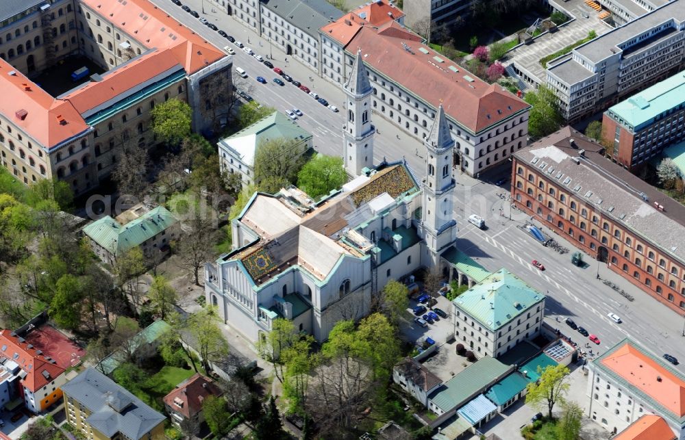 München from above - View of the church Sankt Ludwig in Munich in the state Bavaria