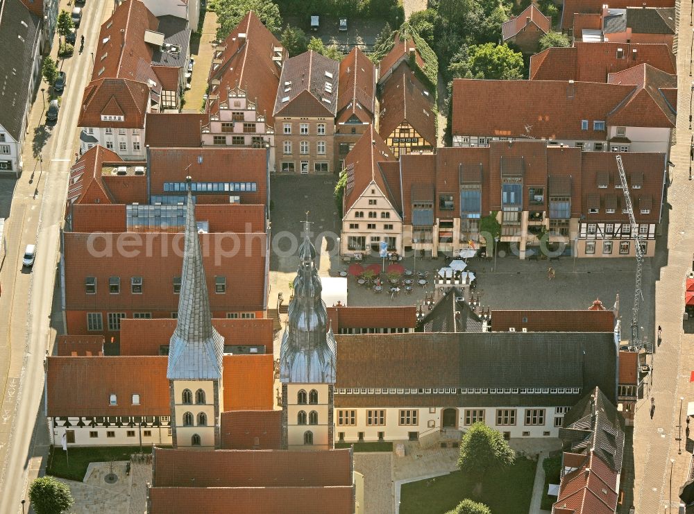 Aerial photograph Lemgo - View of the church Sankt Nicolai in Lemgo in the state of North Rhine-Westphalia