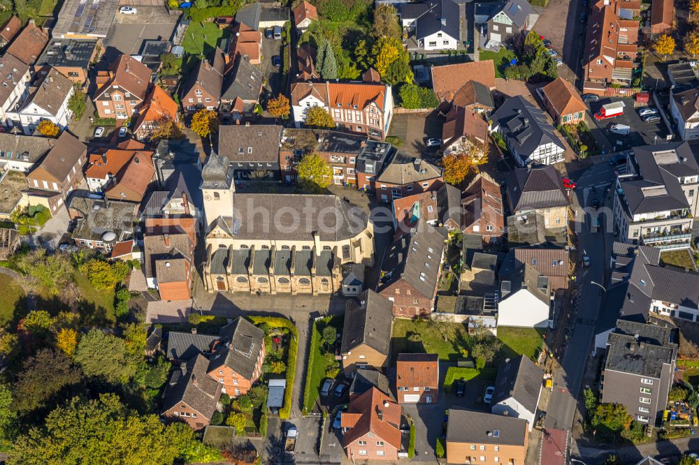 Aerial image Bork - church building St. Stephanus on place Kirchplatz in Bork in the state North Rhine-Westphalia, Germany