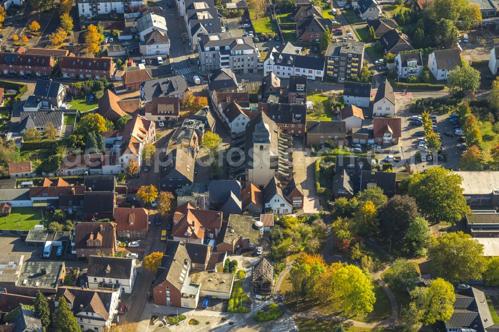 Aerial image Bork - church building St. Stephanus on place Kirchplatz in Bork in the state North Rhine-Westphalia, Germany