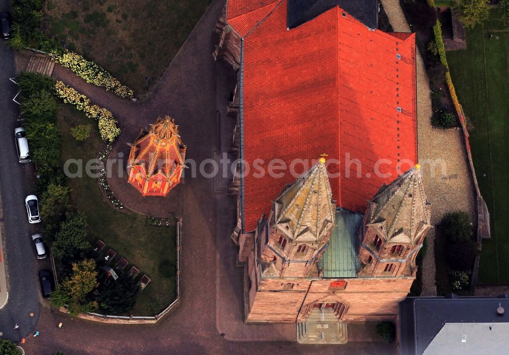 Heilbad Heiligenstadt from above - The church St.Marien and chapel in Heilbad Heiligenstadt in Thuringia