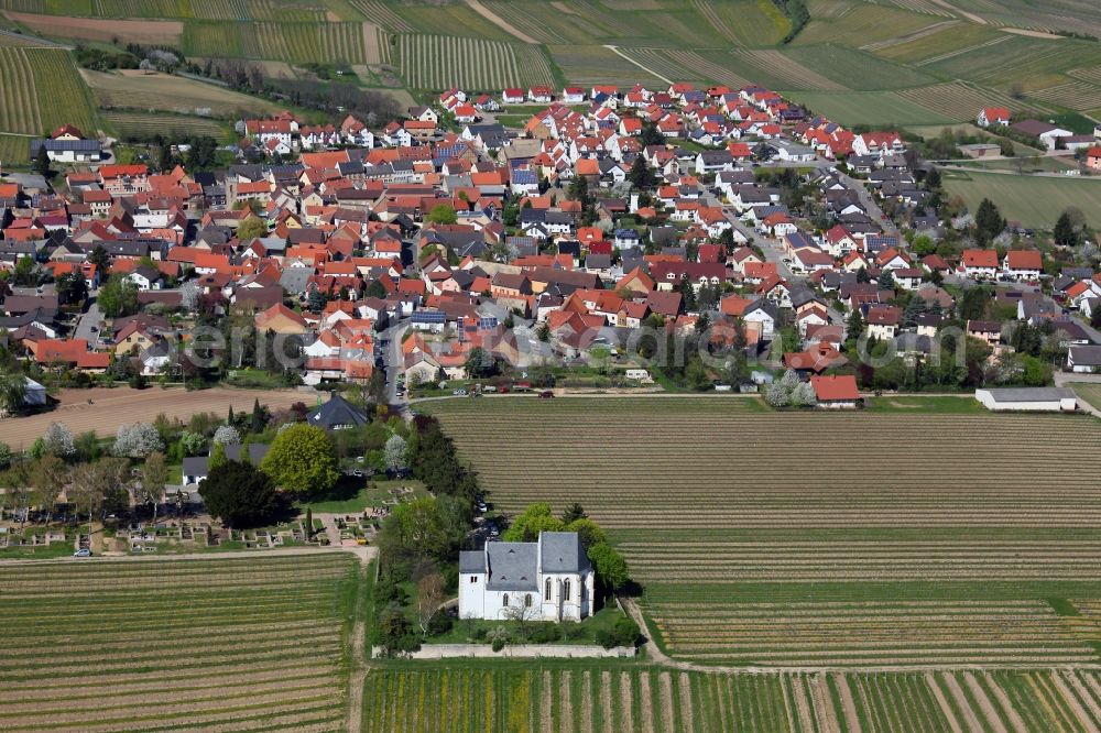 Udenheim from above - Church Udenheim in Rhineland-Palatinate