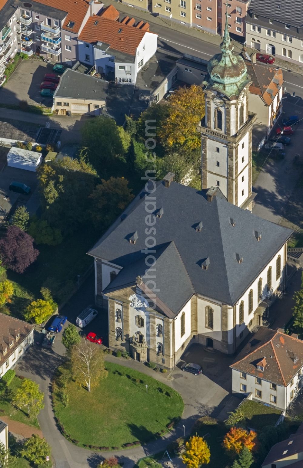 Völklingen from the bird's eye view: Church of Reconciliation in Völklingen Saarland