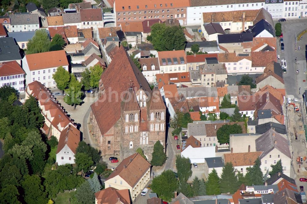 Luckau from above - Cityscape of downtown center Luckau in Brandenburg