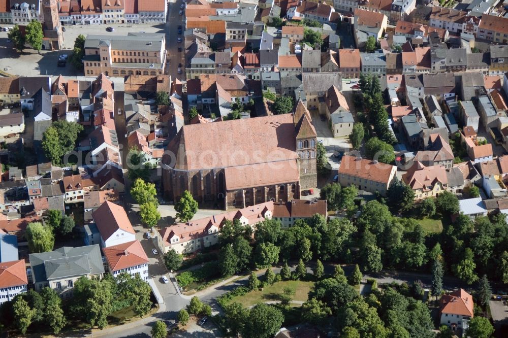 Aerial image Luckau - Cityscape of downtown center Luckau in Brandenburg