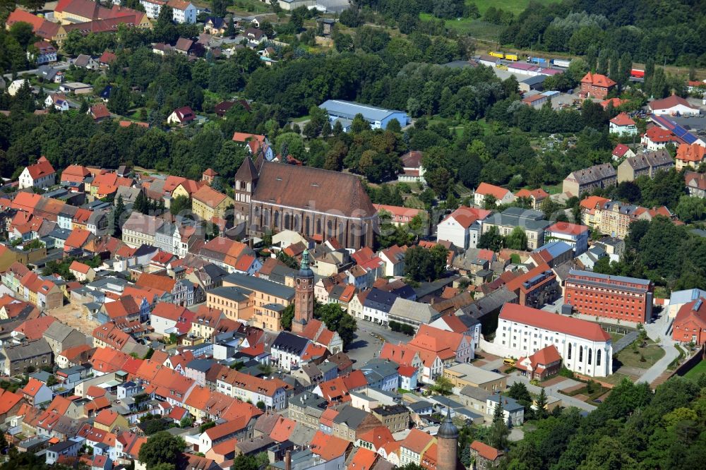 Aerial image Luckau - Cityscape of downtown center Luckau in Brandenburg