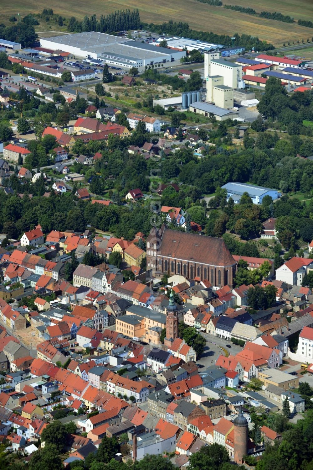 Luckau from the bird's eye view: Cityscape of downtown center Luckau in Brandenburg