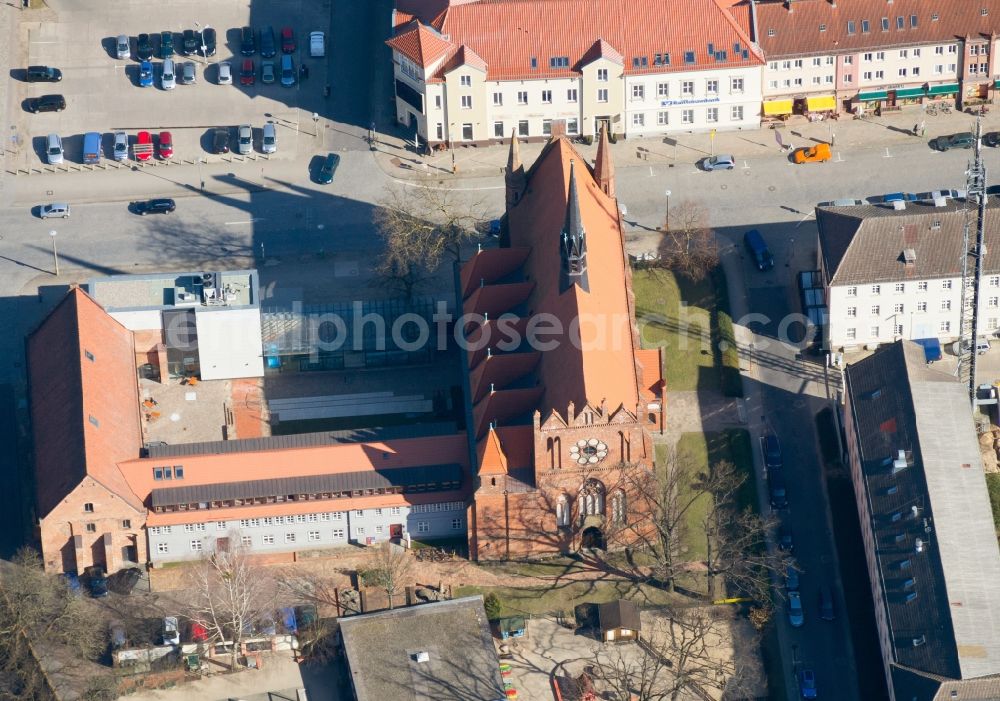 Neubrandenburg from above - The Marienkirche in the center of Neubrandenburg in Mecklenburg - West Pomerania