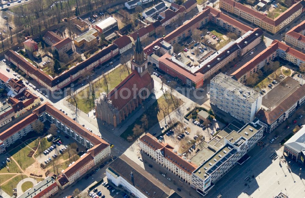 Aerial image Neubrandenburg - The Marienkirche in the center of Neubrandenburg in Mecklenburg - West Pomerania